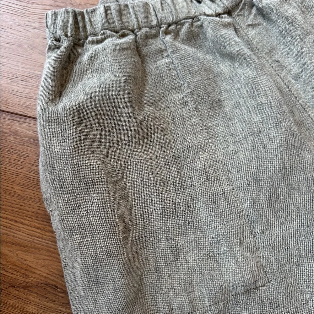 Vintage Chico's Y2K Pedal Pusher Capri Linen  Cotton Blend / olive green/ size 1